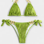 Juostuotas Bikinis Komplektas su Siūlėmis