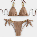 Juostuotas Bikinis Komplektas su Siūlėmis