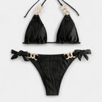Juostuotas Bikinis Komplektas su Siūlėmis