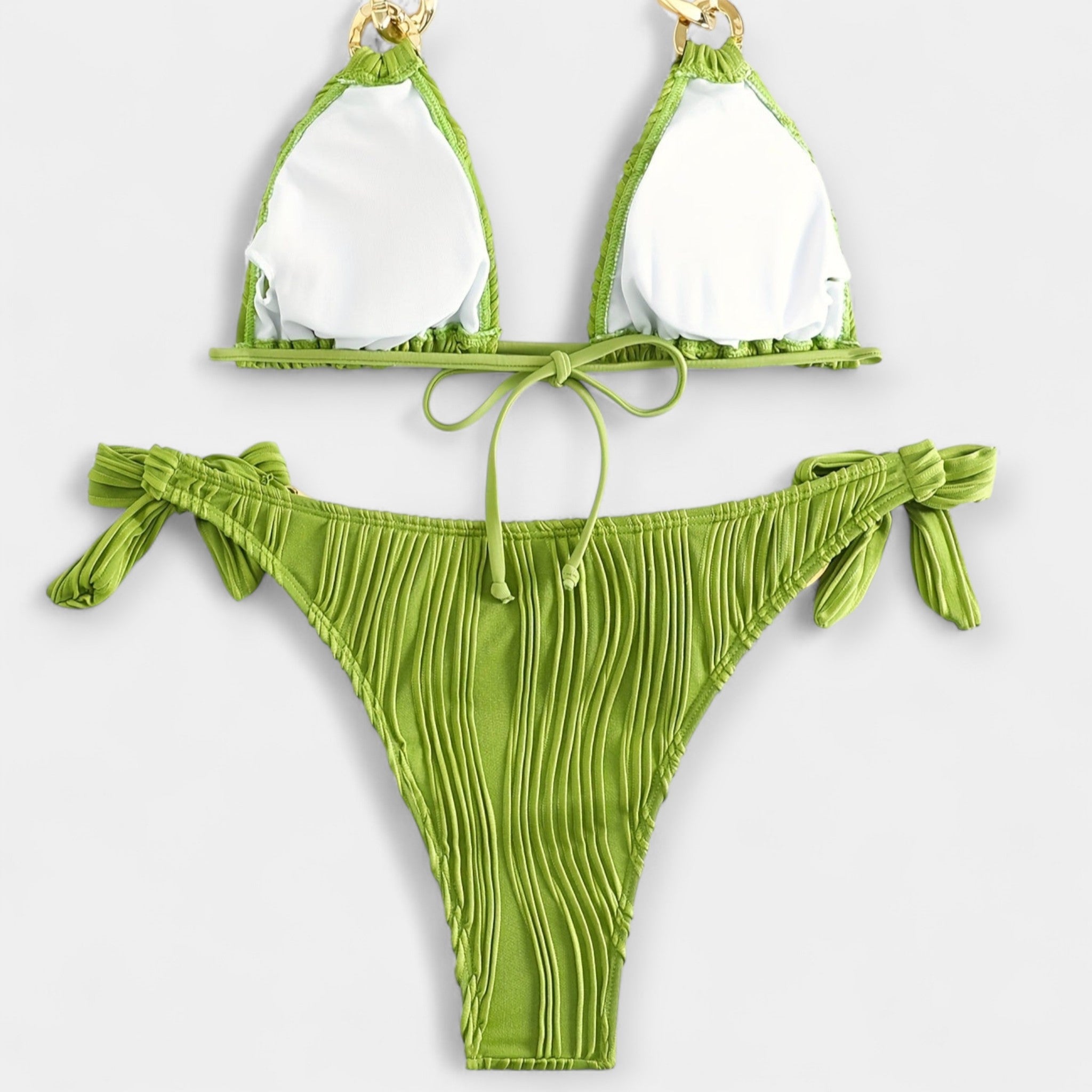 Juostuotas Bikinis Komplektas su Siūlėmis